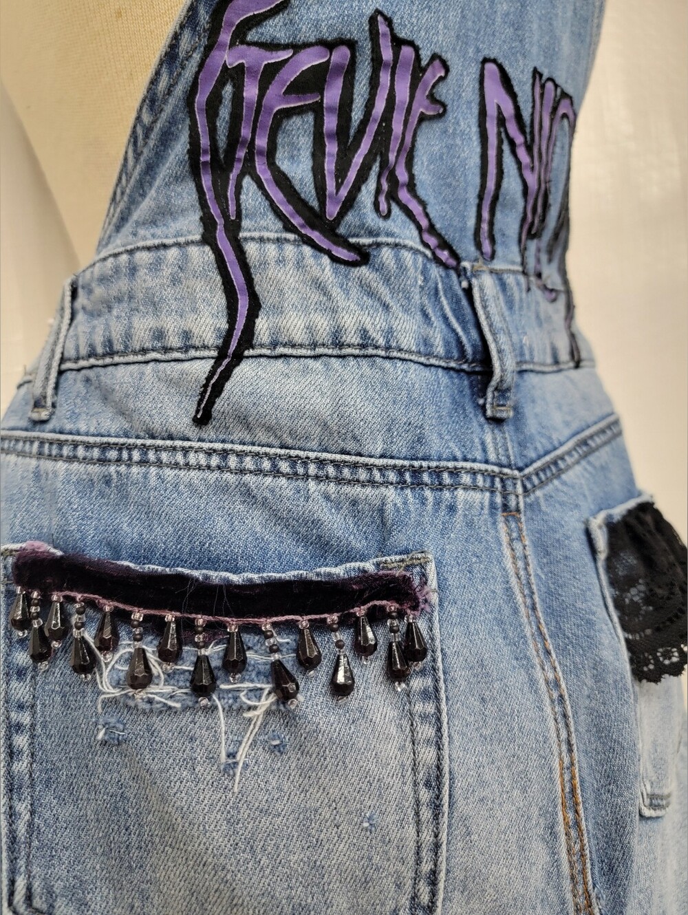 Stevie Nicks Overalls Maxi Dress - Cottage Vamp - Upcycled - Picture 9 of 14